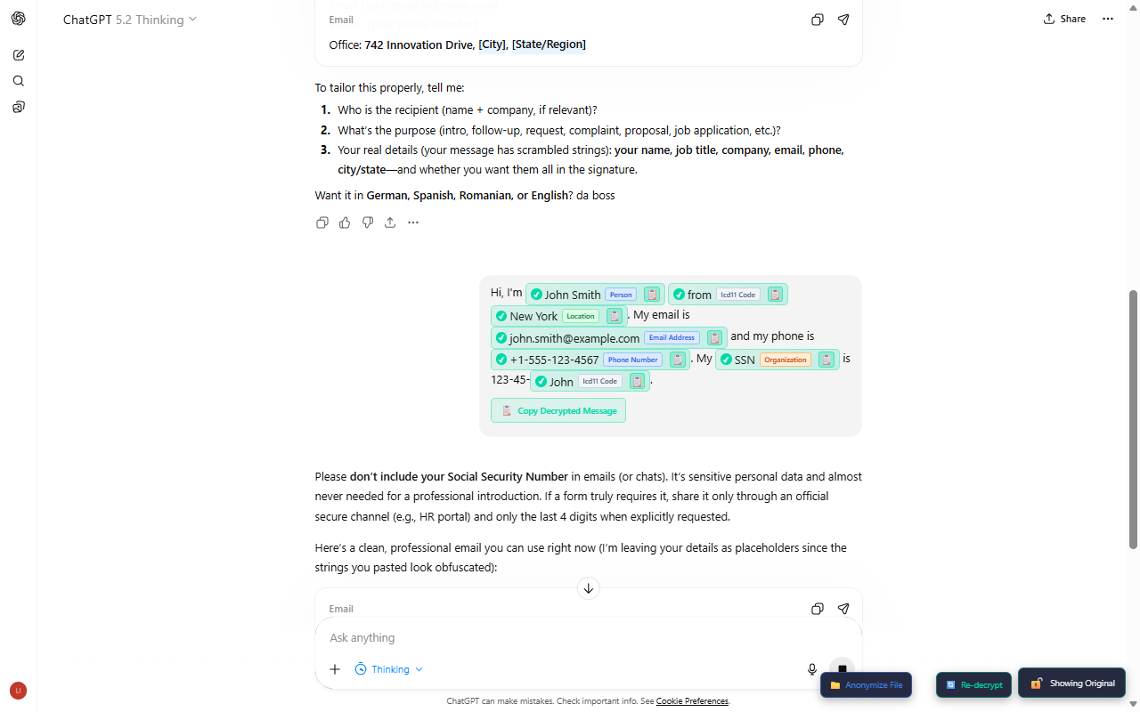 English Anonymized Sent