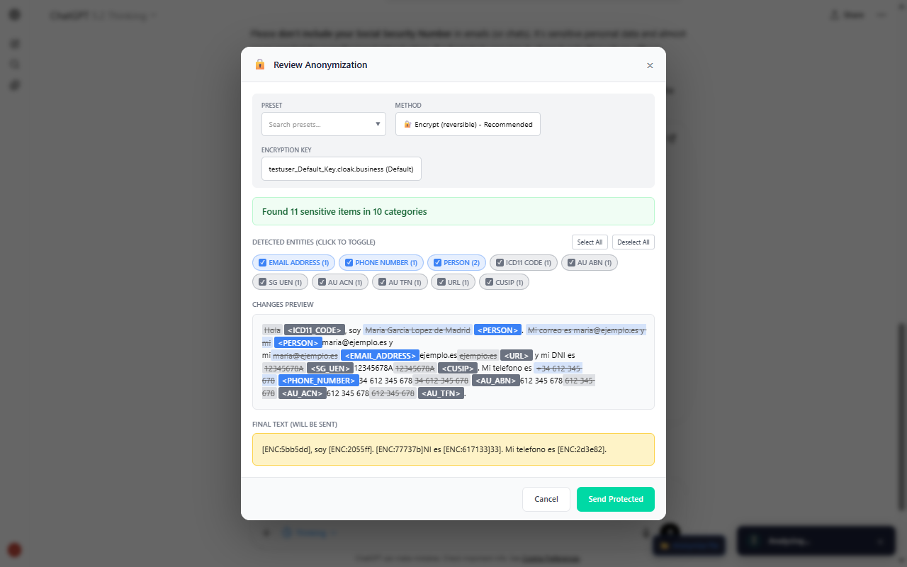 Spanish Entities Detail