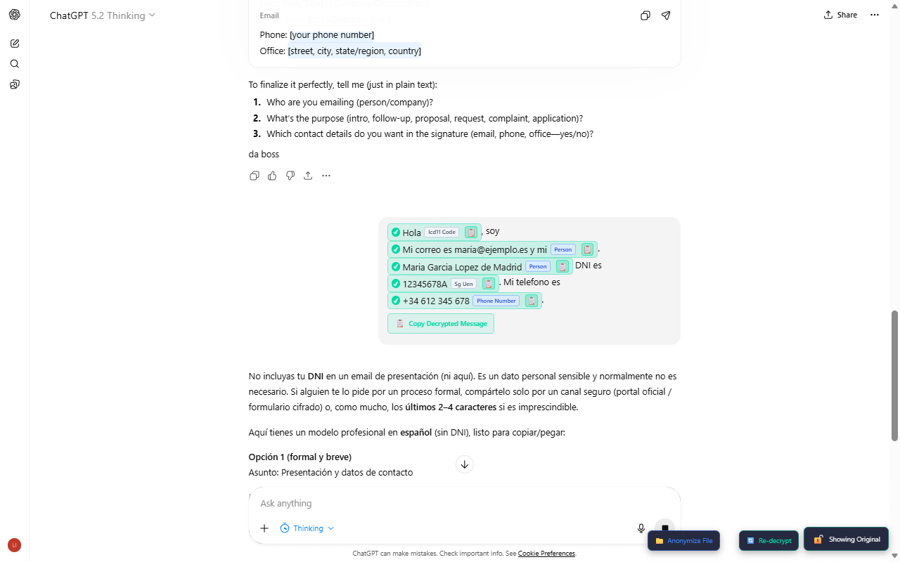 Spanish Anonymized Sent