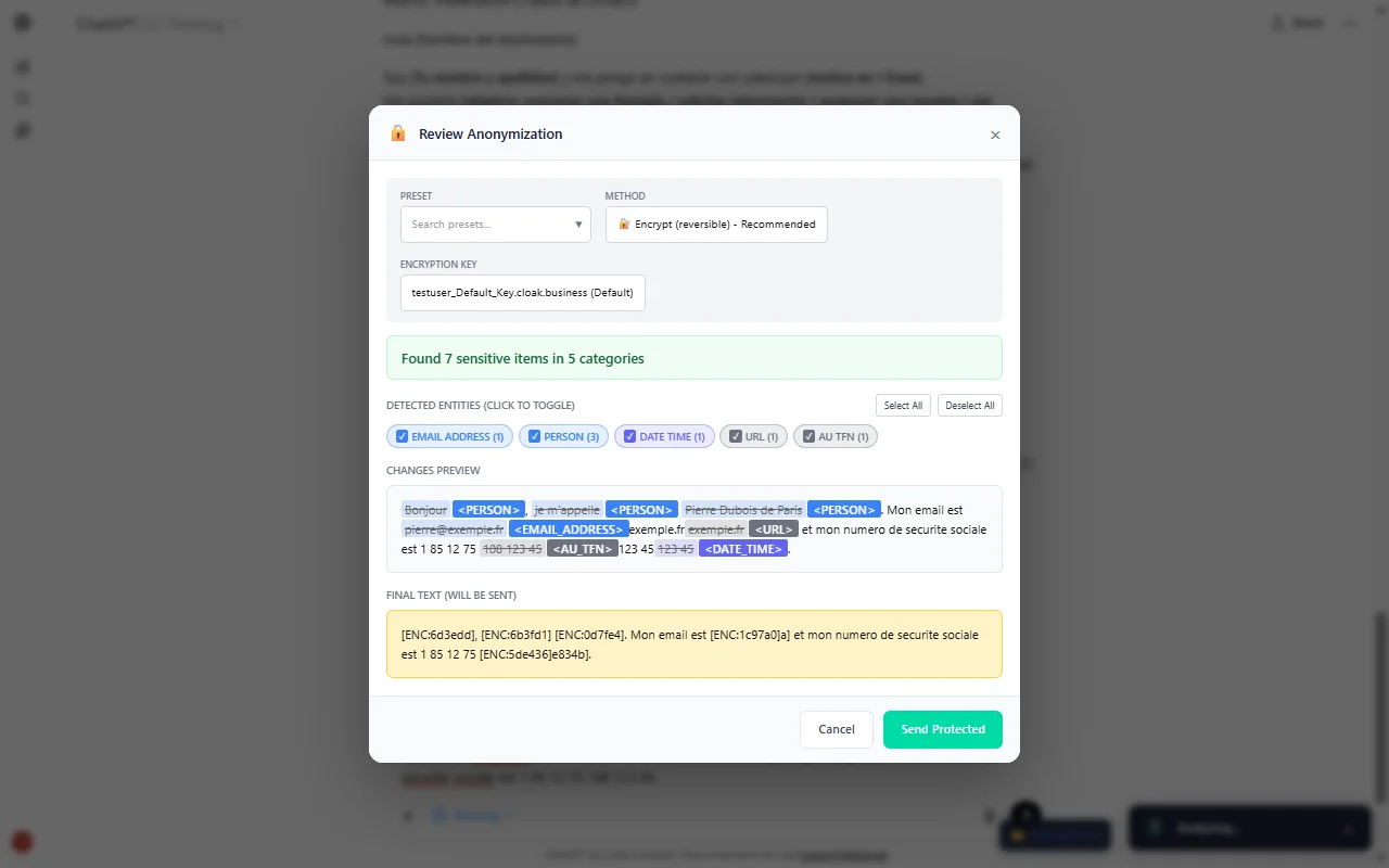 French Preview Modal